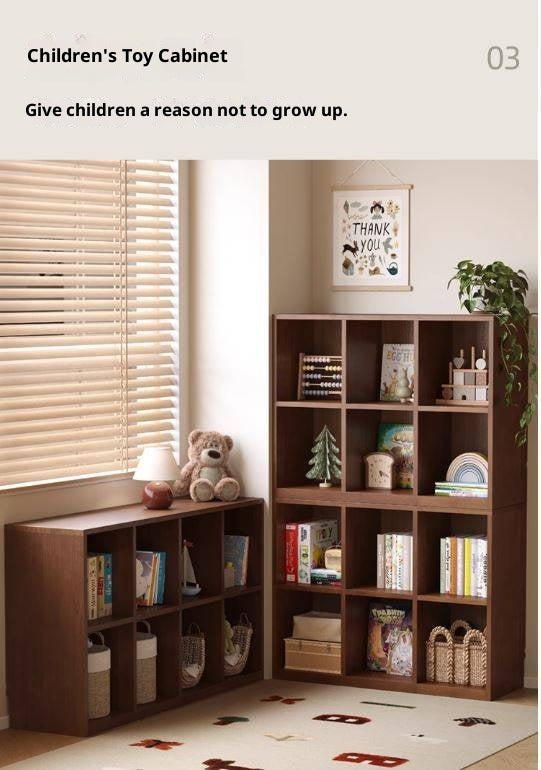 Solid Rubberwood Wall-Mounted Combination Bookcase