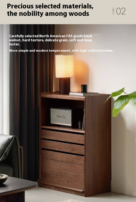 Black Walnut Solid Wood Side Cabinet.