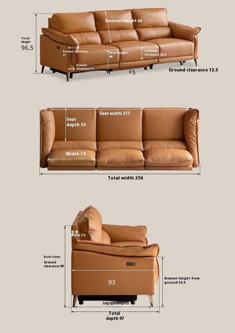 Genuine Leather Italian Style Zero-Wall Electric Recliner Sofa