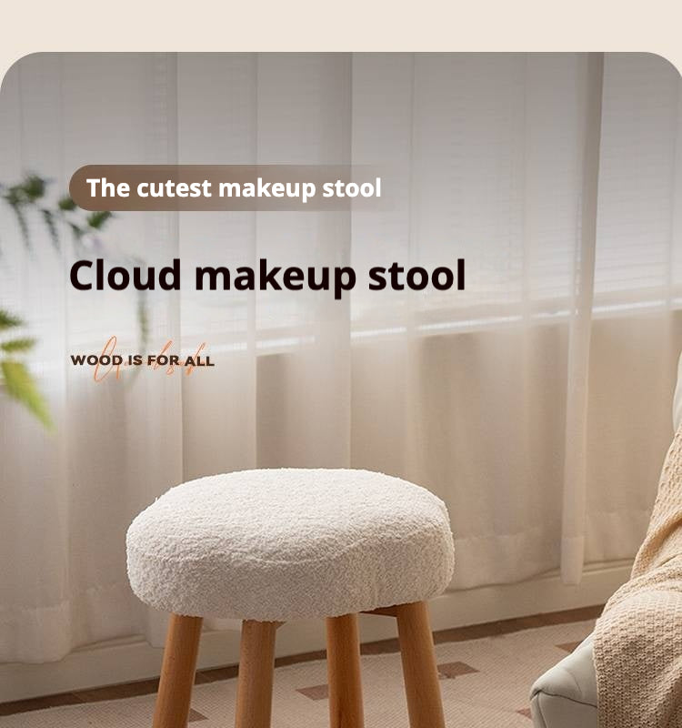 Beech, birch solid wood Nordic lamb velvet cloud makeup stool.