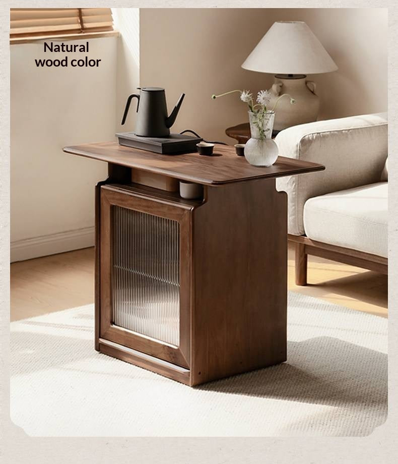 Ash, Black Walnut Solid Wood Mobile Coffee Cabinet