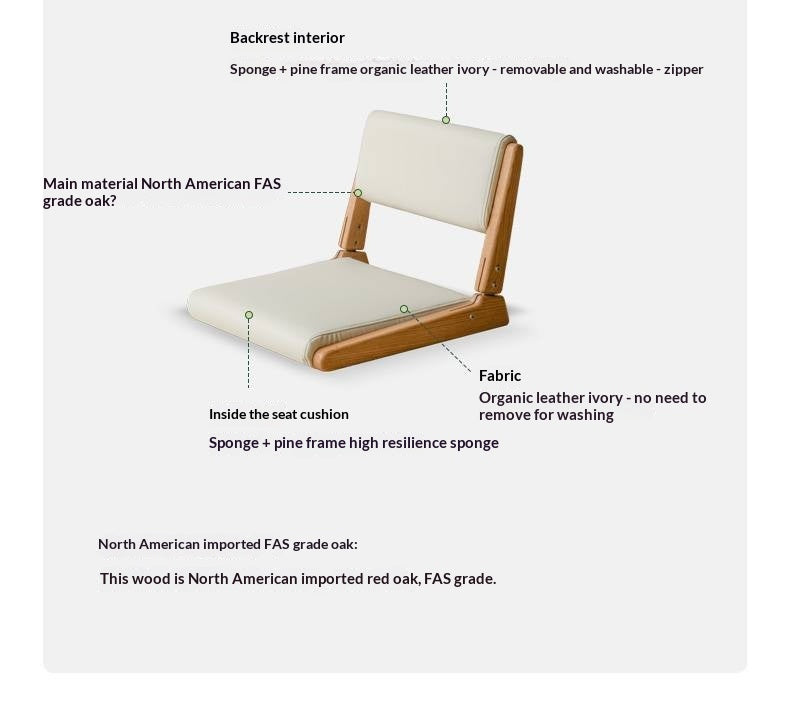 Oak Solid Wood Foldable Low Chair