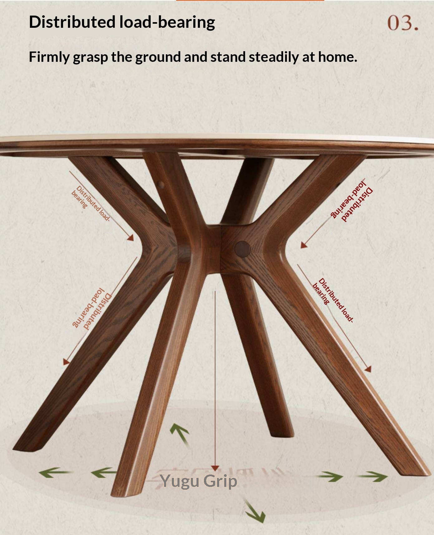Oak Solid Wood Round Dining Table with Modern Minimalist Design