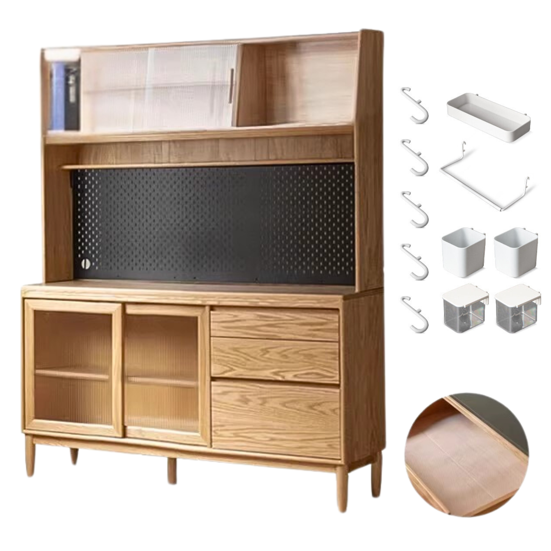 Cherry, Oak Solid Wood Rock Board Dining Cabinet Integrated High
