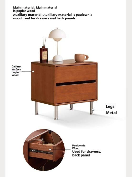 Poplar Solid Wood American Retro Nightstands