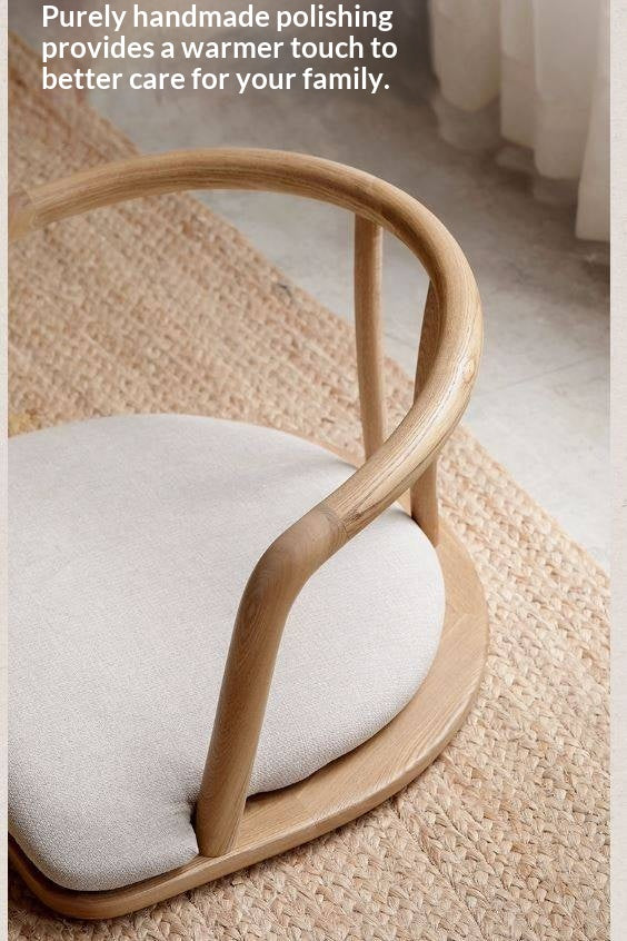 Ash Solid Wood Backrest Legless Low Tatami Chair