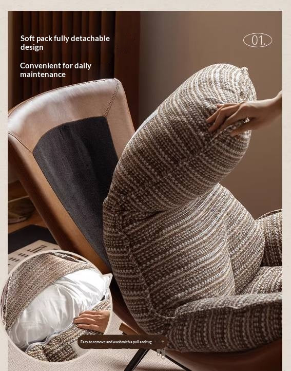 Egg Shell Lounge Chair with Rocking Base, Upholstered Cocoon Accent Chair Beech Legs