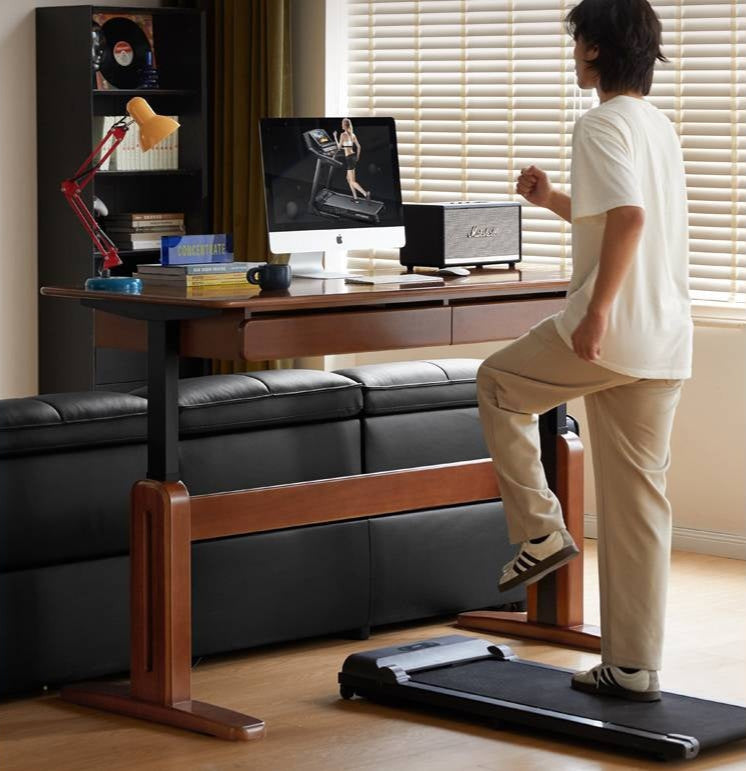 Pine Solid Wood Retro Electric Lift Desk