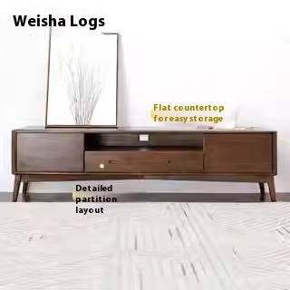 Solid Rubberwood, Oak Solid Wood Scandinavian TV Stand