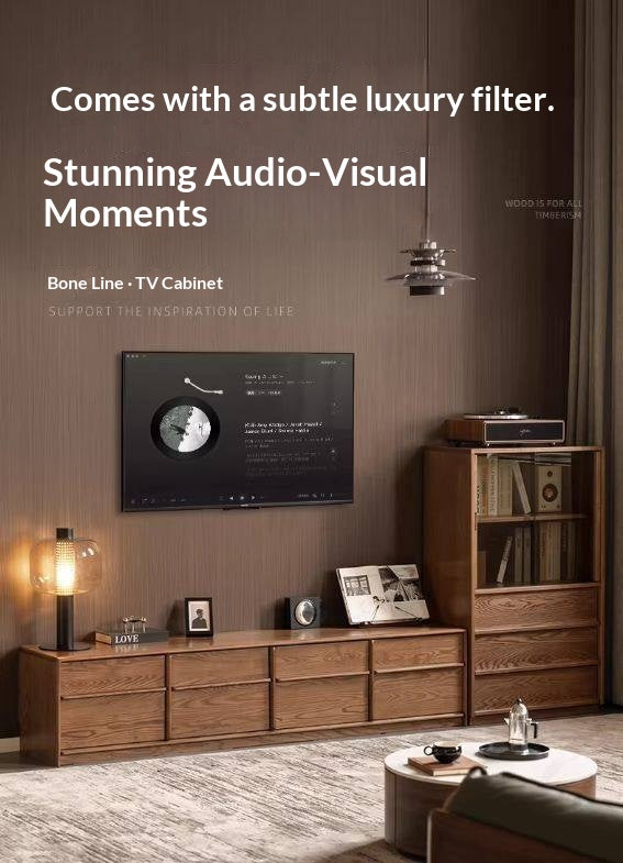 Ash Solid Wood Italian Luxury Floor-Standing TV Cabinet