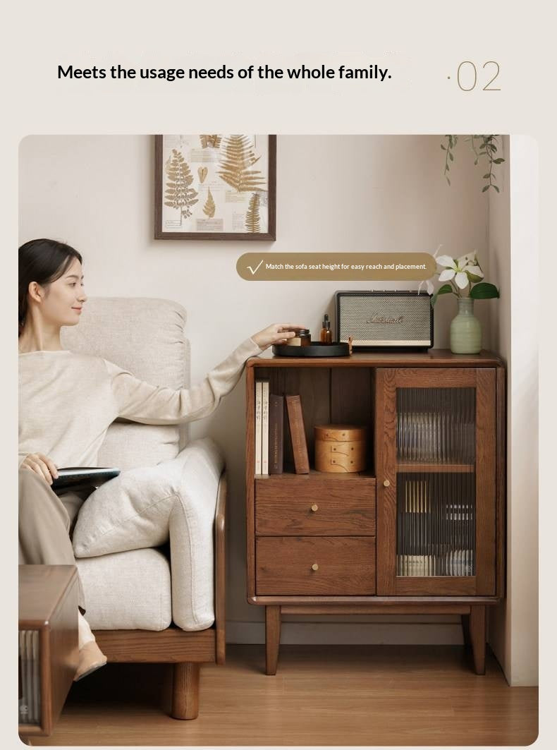 Oak Solid Wood, Solid Rubberwood Side Cabinet.