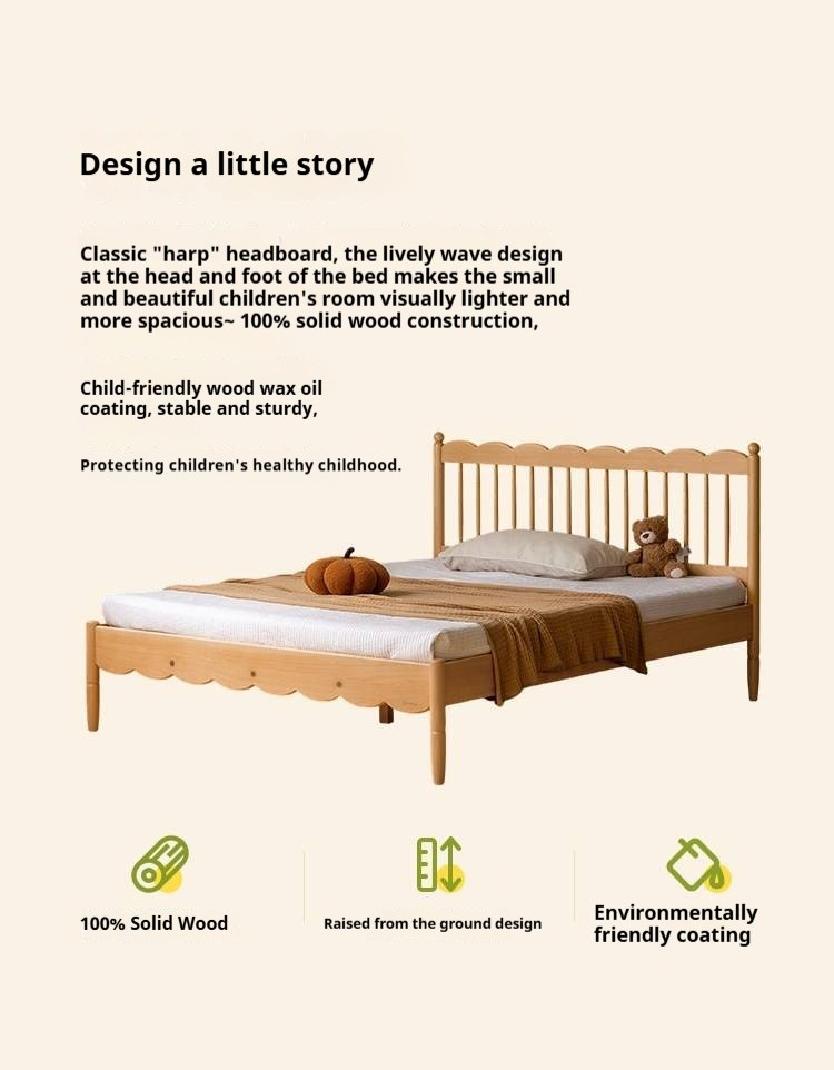 Oak, Beech Solid Wood Children's Bed