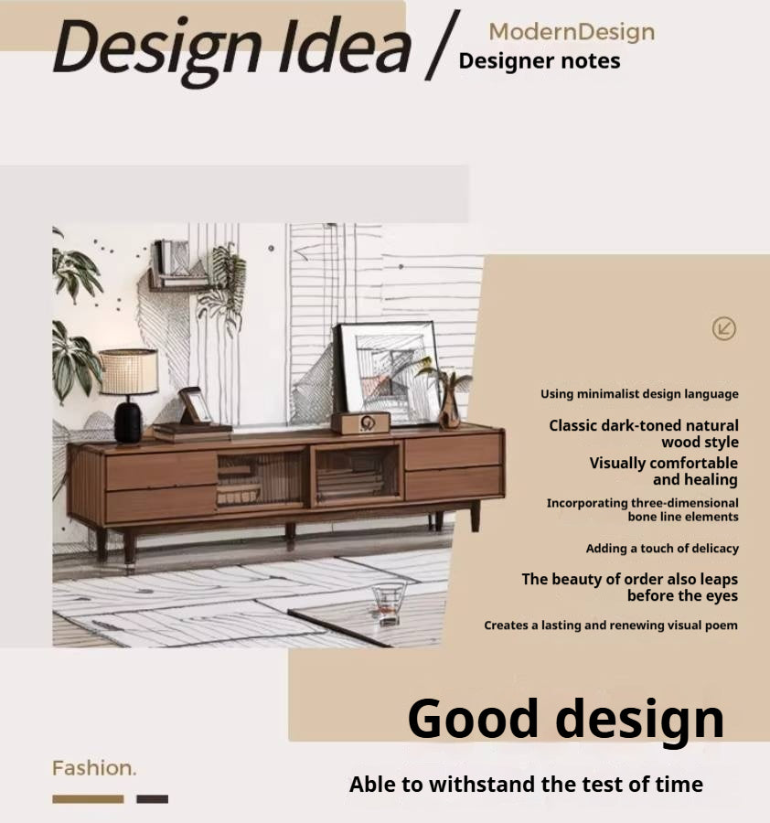 Black Walnut, Sandalwood, Ash Solid Wood Modern TV Cabinet