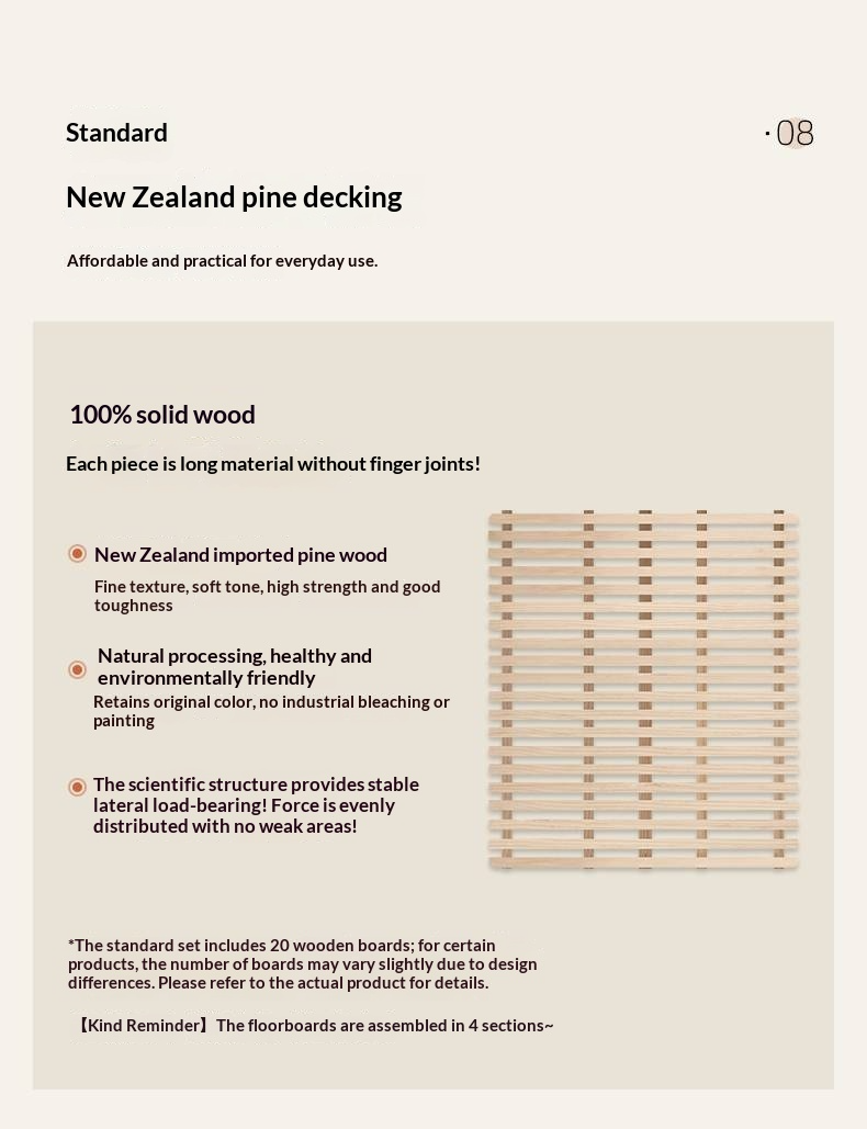 Poplar Solid Wood Vintage Soft Backrest Bed