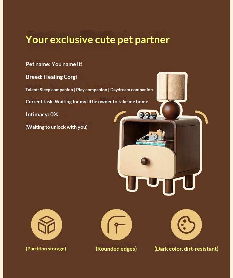 Solid Rubberwood Solid Wood Modern Children's Nightstand