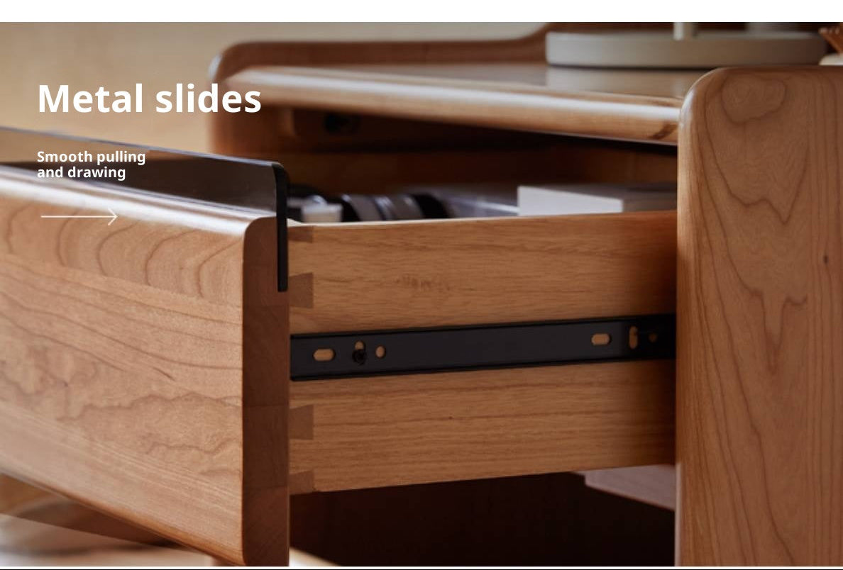 Cherry Solid Wood Multifunctional Retro Dressing Table