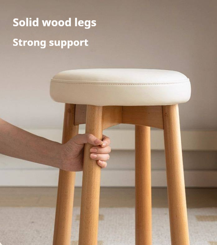 Solid Rubberwood Modern Soft Makeup Stool