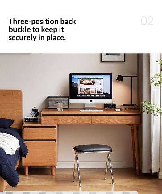 Cherry Solid Wood Retro Retractable Computer Desk