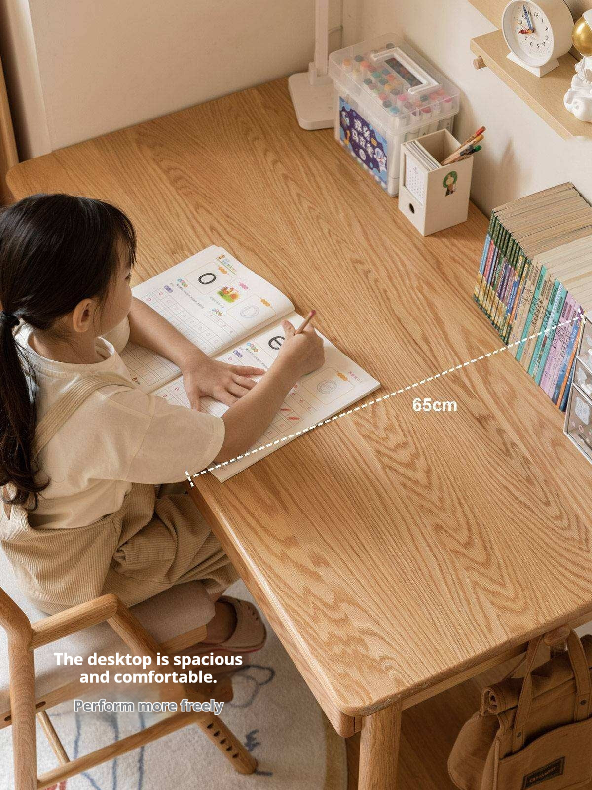Oak Solid Wood Minimalist Kids Study Desk