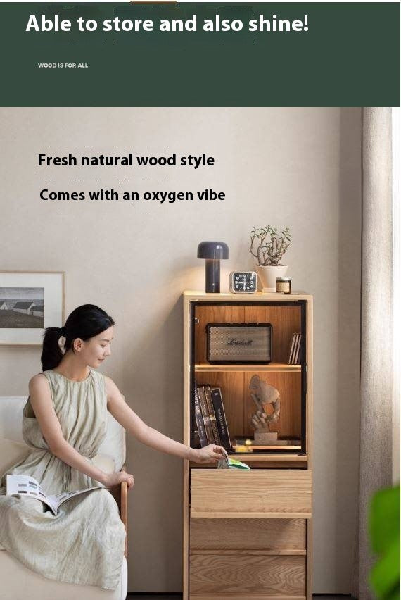 Ash Solid Wood Modern Side Cabinet.