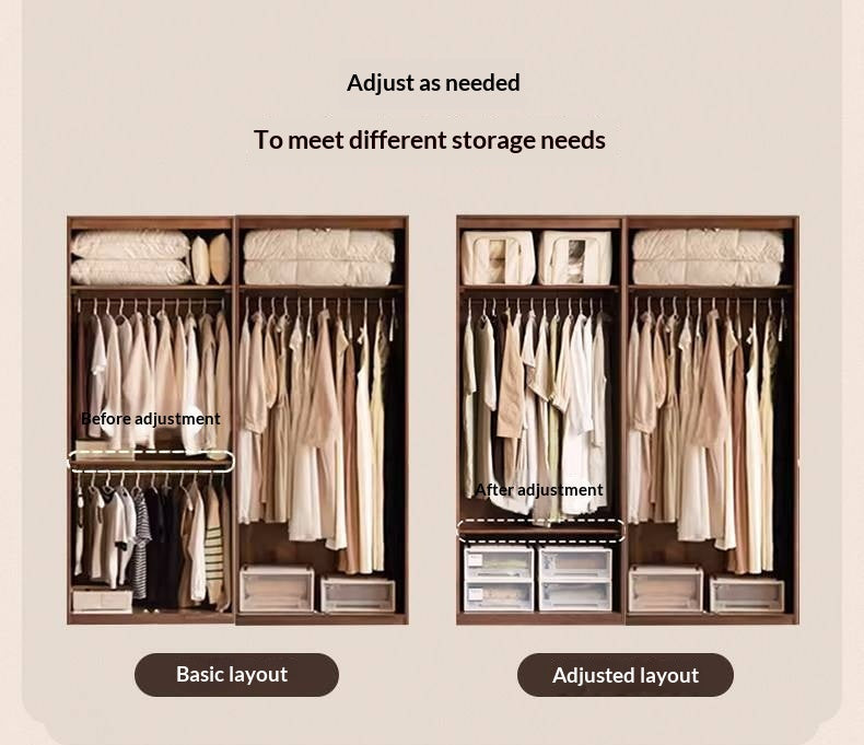 Black Walnut Solid Wood Wardrobe with Aesthetic Design