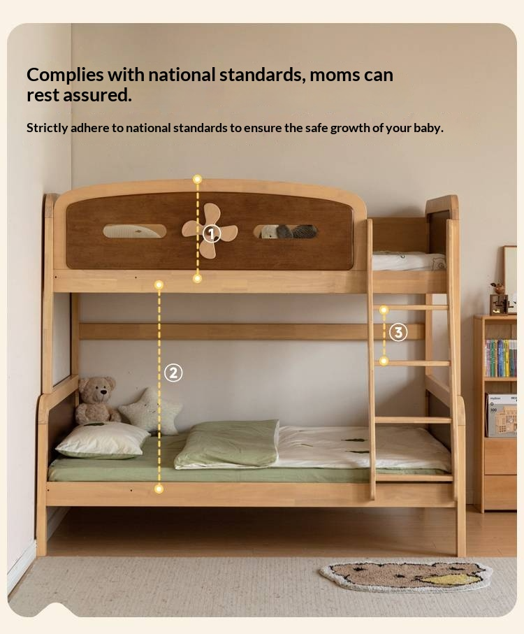 Rubberwood Solid Wood Children's Bunk Bed
