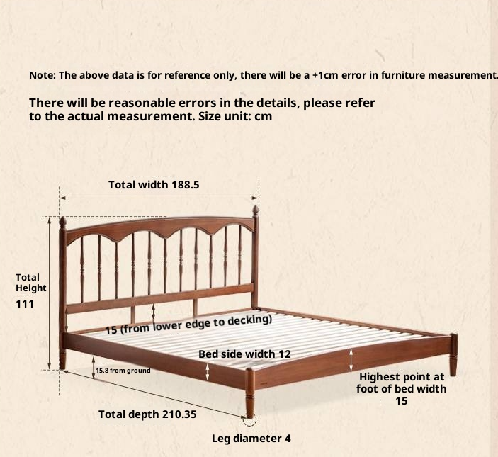 Poplar Solid Wood Windsor Bed, Retro Vintage Style