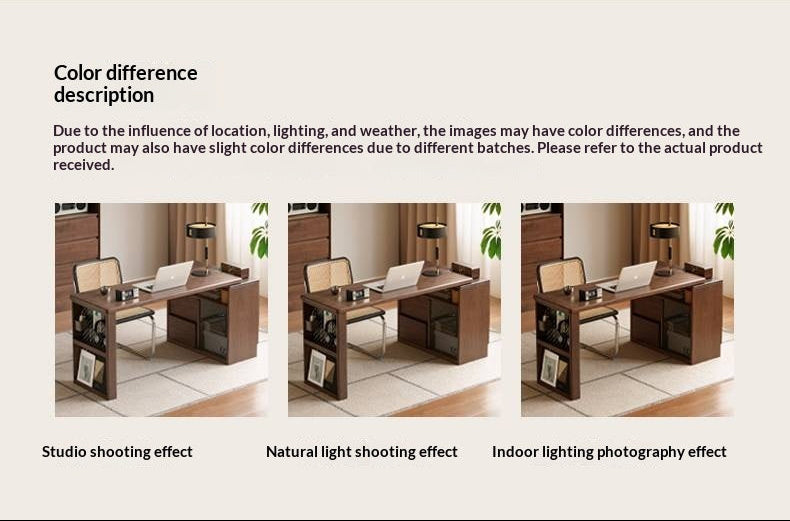 Black Walnut Solid Wood Italian Light Luxury Corner Office Desk