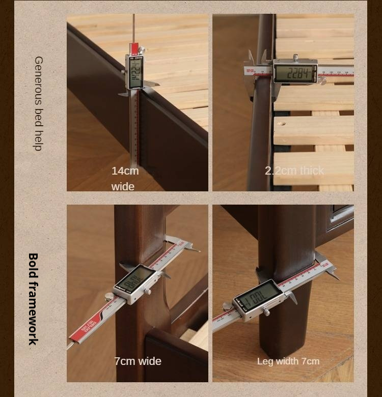 Poplar Solid Wood Bed Modern American Retro High Back Bed