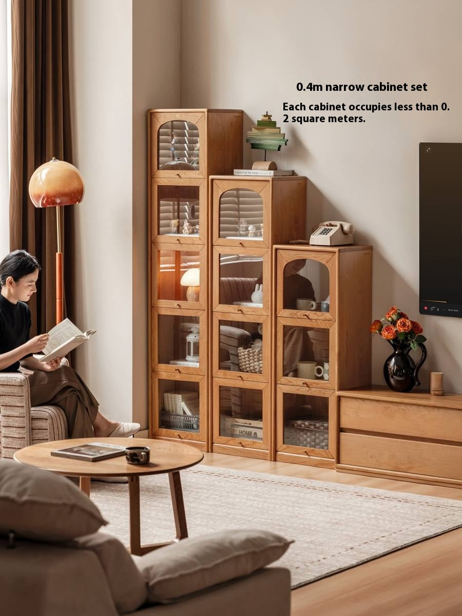 Cherry Solid Wood Ancient Style Floor Bookcase
