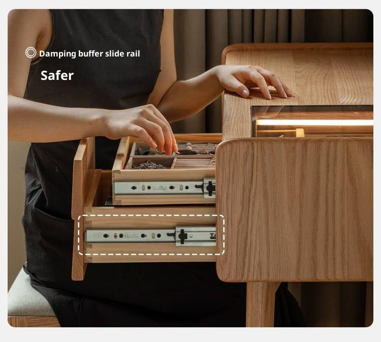 Oak Solid Wood Modern Minimalist Multifunctional Dressing Table