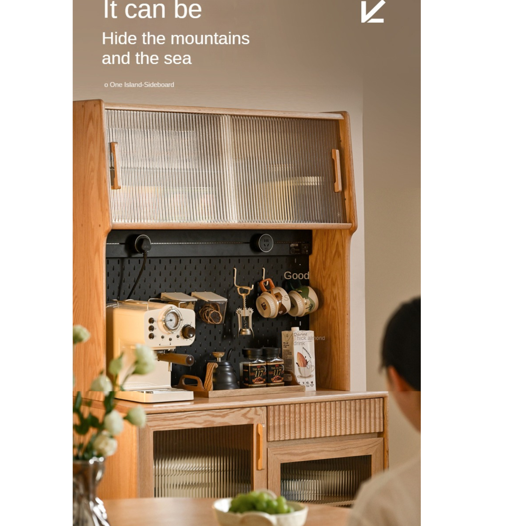 Cherry, Oak, Black Walnut Solid Wood Retro Dining Sideboard