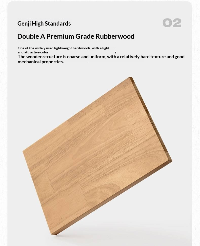 Rubberwood Solid Wood Bed — Modern Minimalist Design with Black Soft Headboard