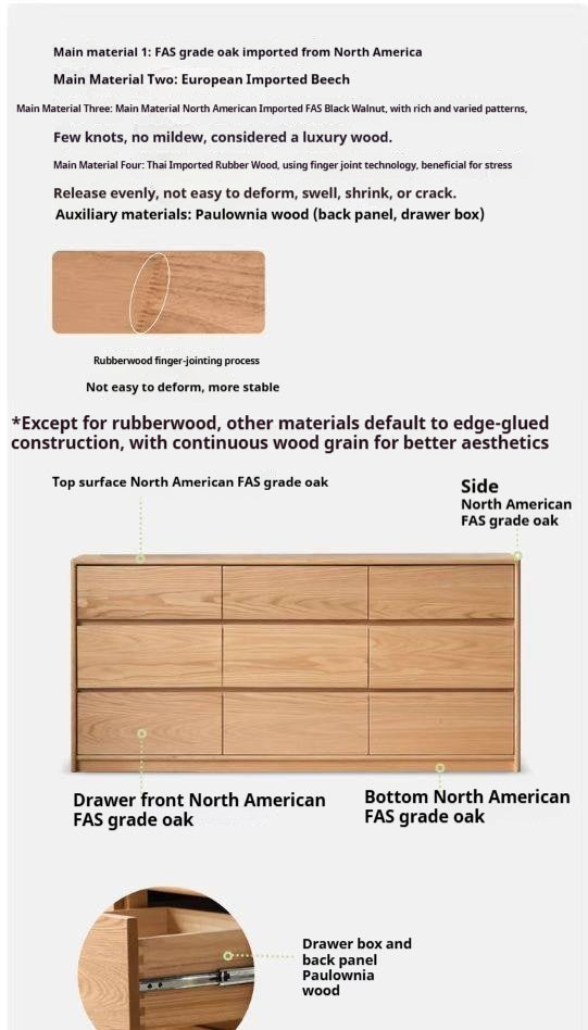 Oak, Black Walnut, Beech Solid Wood, Solid Rubberwood Storage Drawer