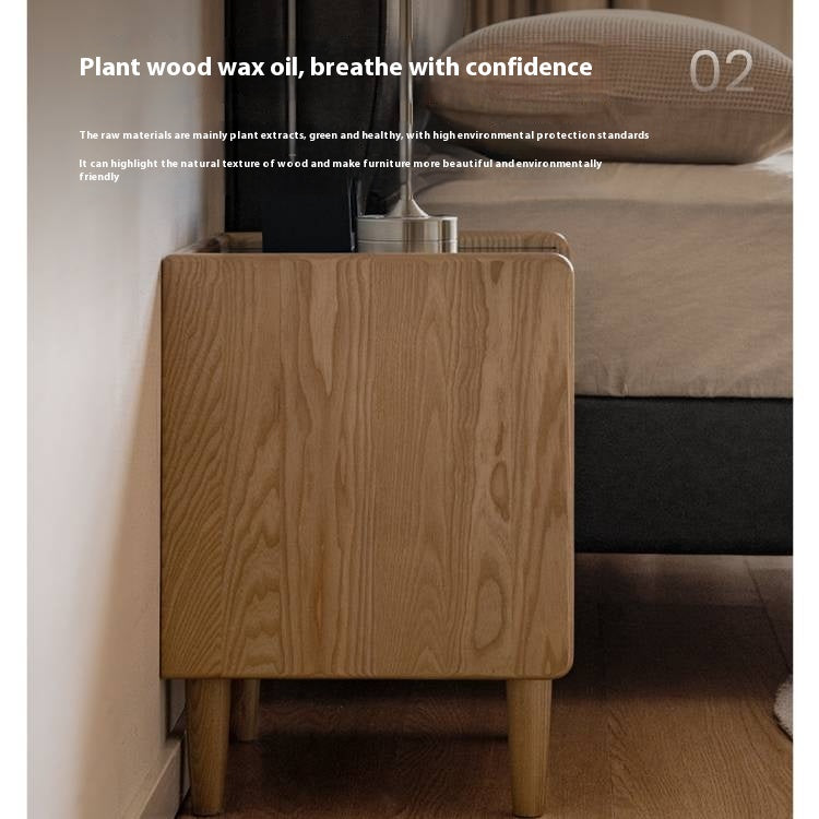 Black walnut, Ash, Cherry, Poplar, Solid Rubberwood Modern Nightstand.