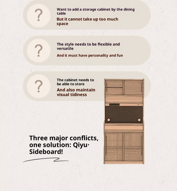 Cherry Solid Wood Ultra-thin Sideboard.