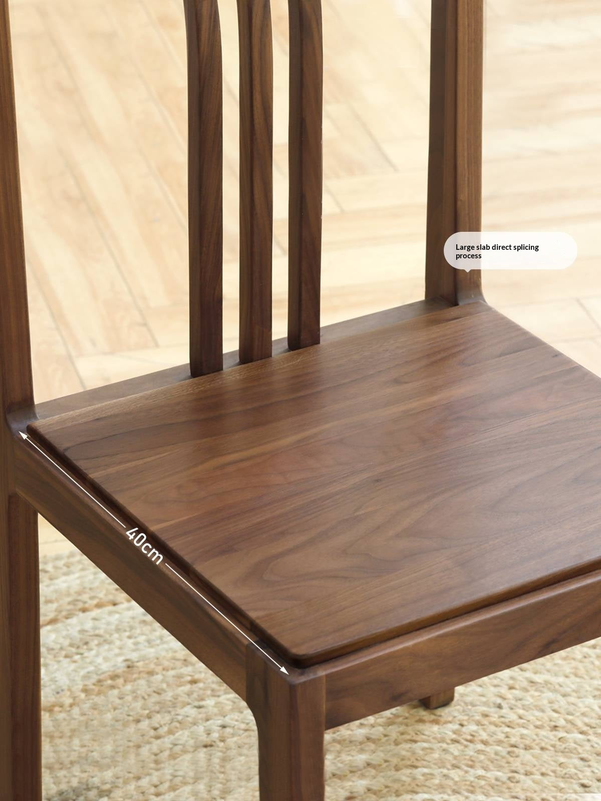 Set 4 pcs Black Walnut, Ash Solid Wood Dining Chair with Backrest 4pcs