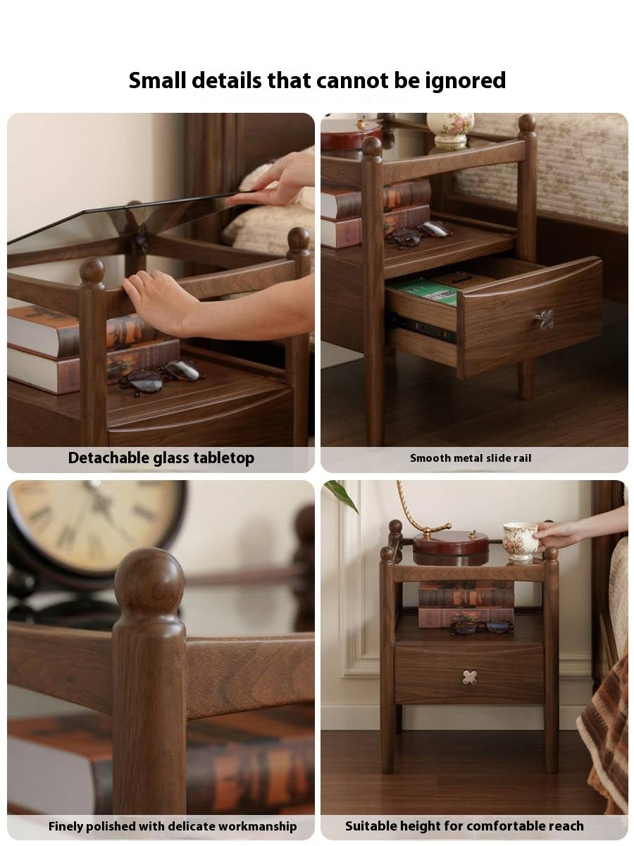 Black Walnut Solid Wood Italian Light Luxury Nightstand