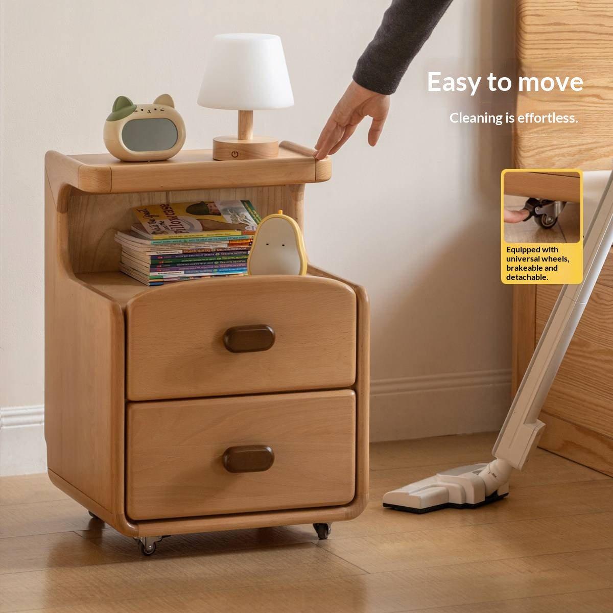 Beech Solid Wood Children's Nightstand Modern Minimalist