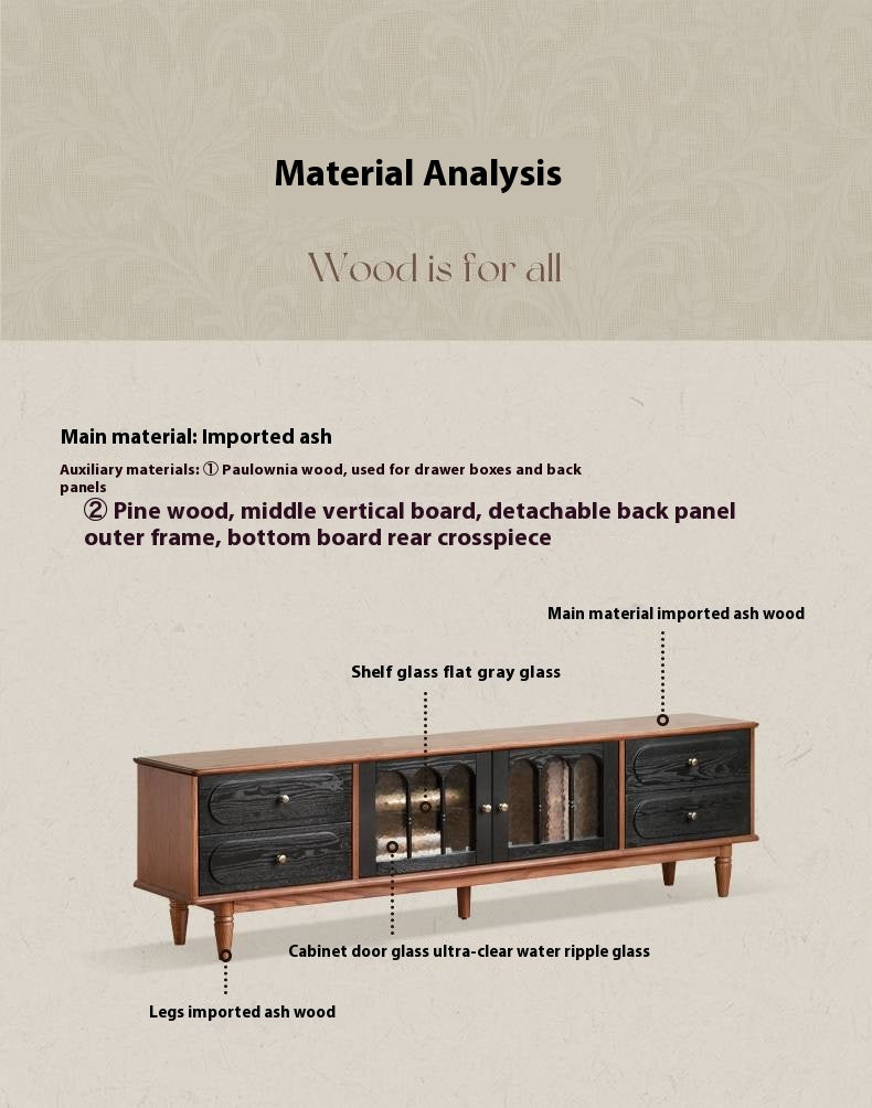 Ash Solid Wood French Retro TV Cabinet