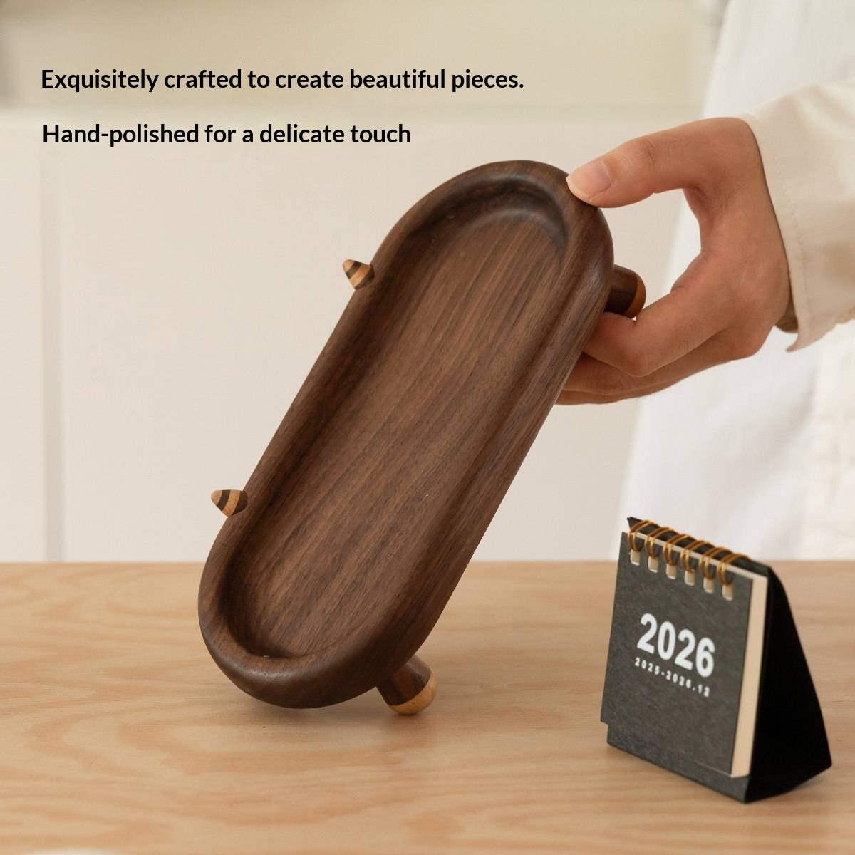 Black Walnut Solid Wood Tray for Snacks, Desserts, and Jewelry Storage