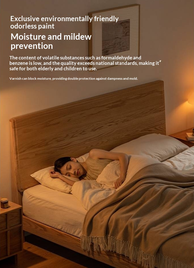 Oak Solid Wood Bed Modern Minimalist Large Bed