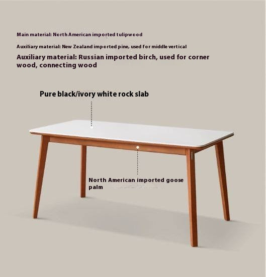 Tulipwood Solid Wood Rock Plate Dining Table