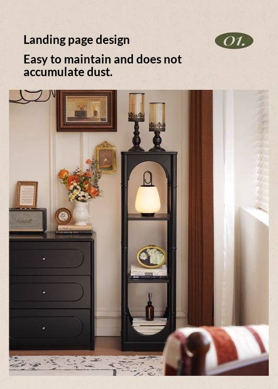 Solid Rubberwood, Tulipwood Solid Wood French Retro Corner Bookcase