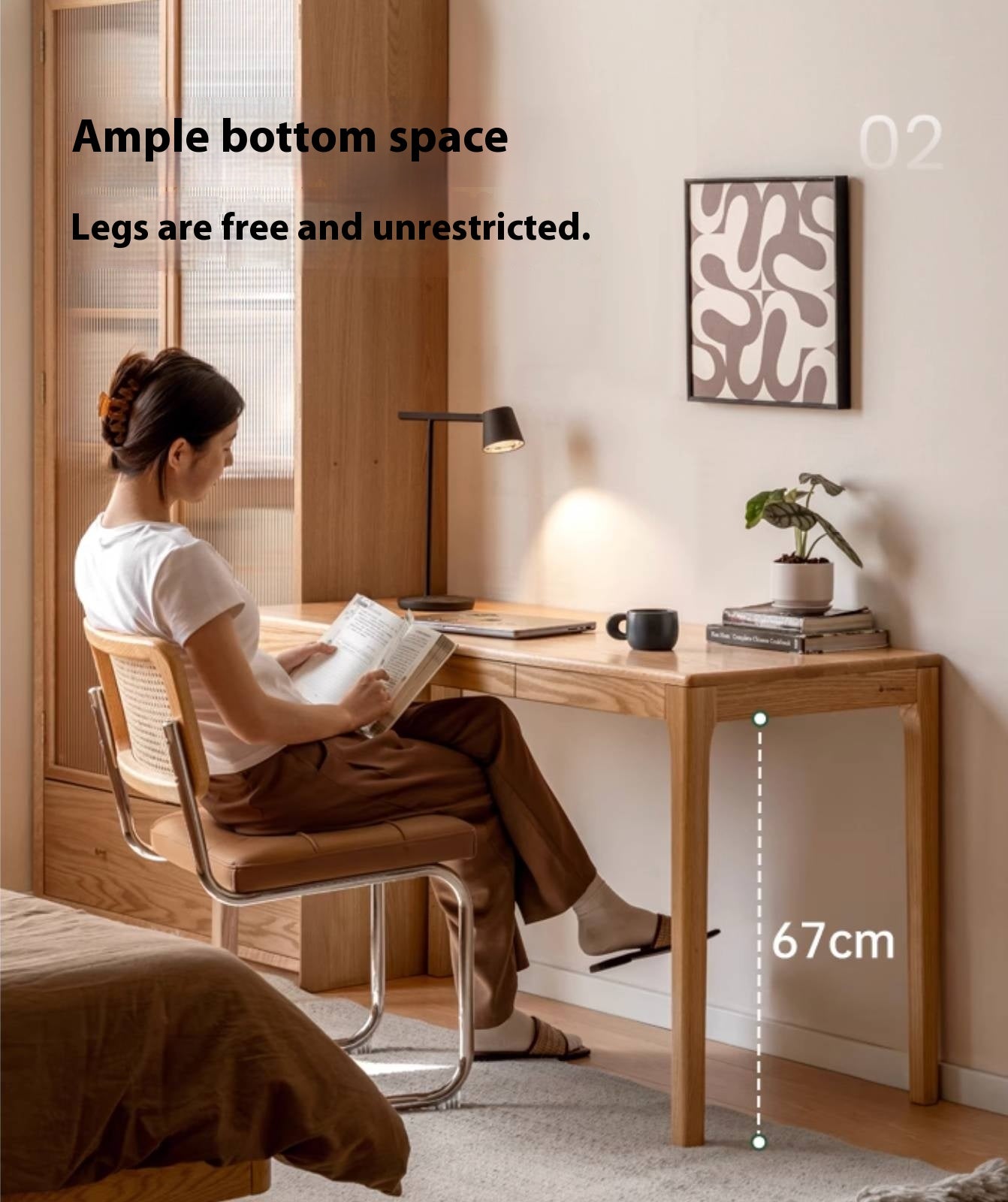 Oak Solid Wood Office Nordic Desk