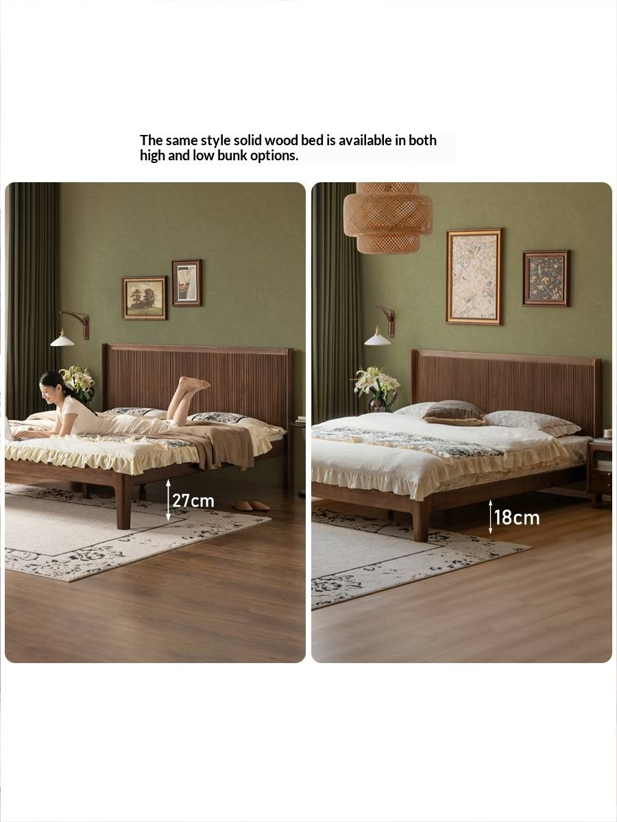 Black Walnut Solid Wood Italian Light Luxury Retro Storage Box Bed