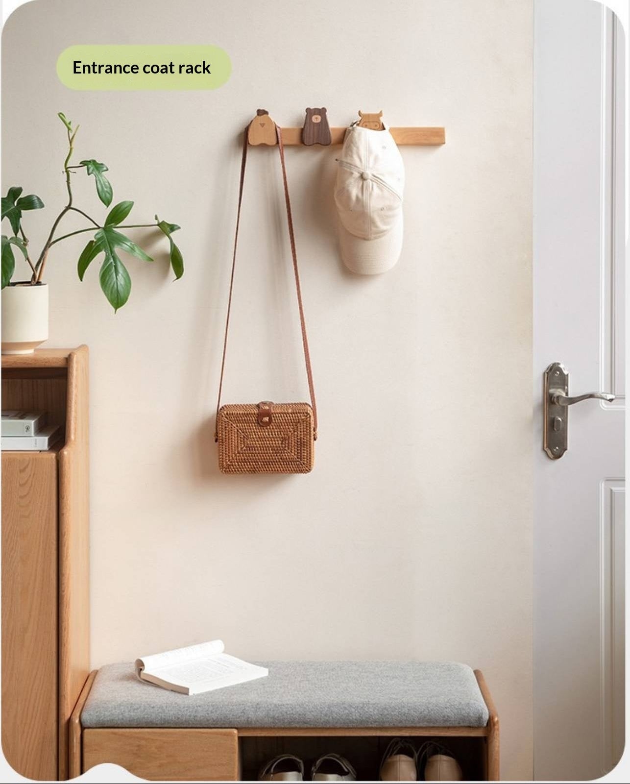 Beech Solid Wood Hook Hanging Clothes