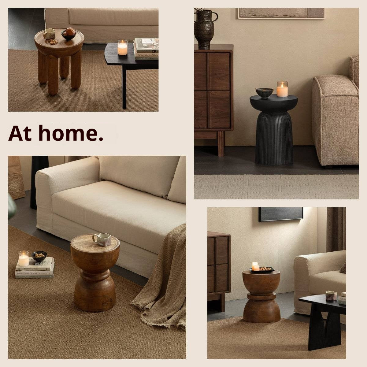 Mango Solid Wood Wabi Sabi Round Side Table