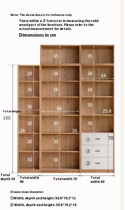 Oak Solid Wood Bookcase Storage Style Floor High