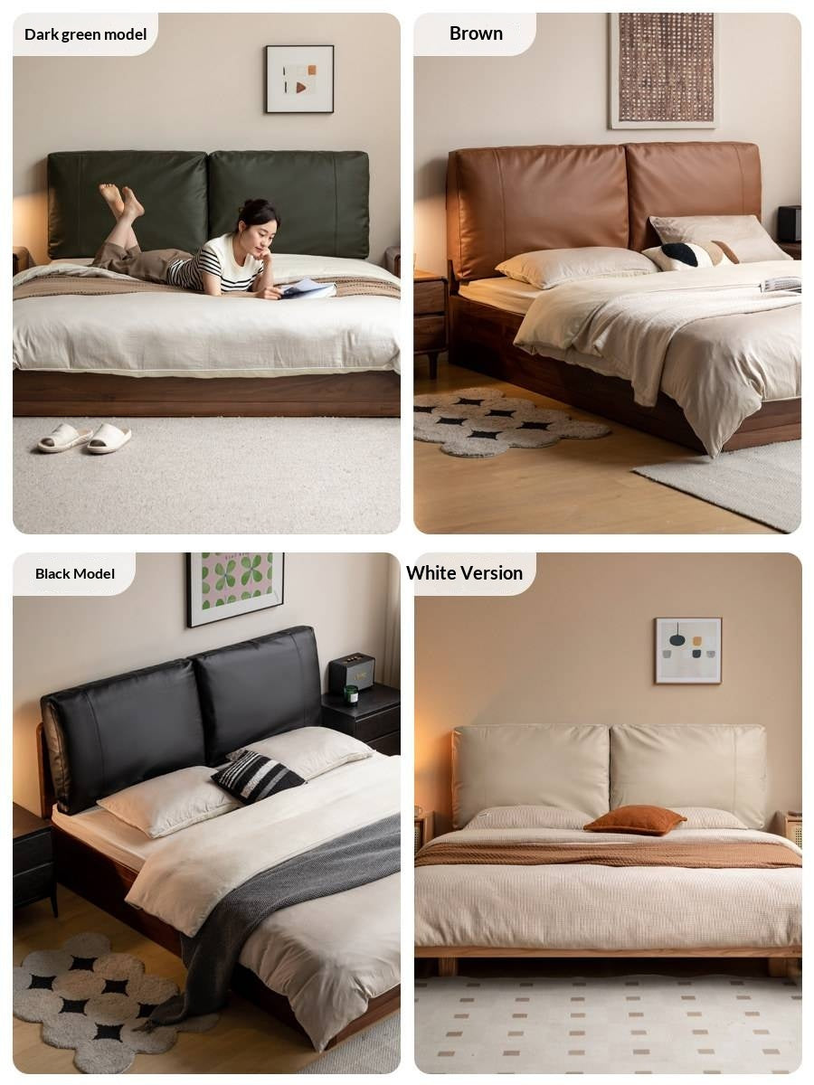 Soft Leather Headboard with Large Cushioned Backrest